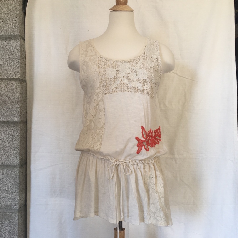 Rio Rac - 100% cotton lace swimsuit cover up drawstring waist